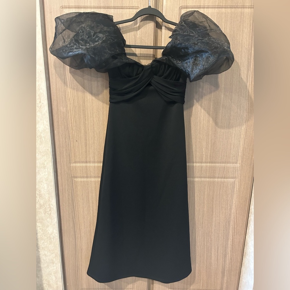 ASOS Strapless Black Dress with Sheer Accents